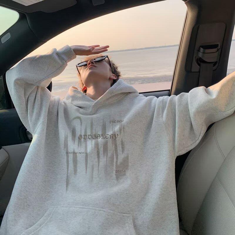 Men's Fleece-Lined Hooded Sweatshirt - Autumn/Winter Loose Fit Casual Jacket