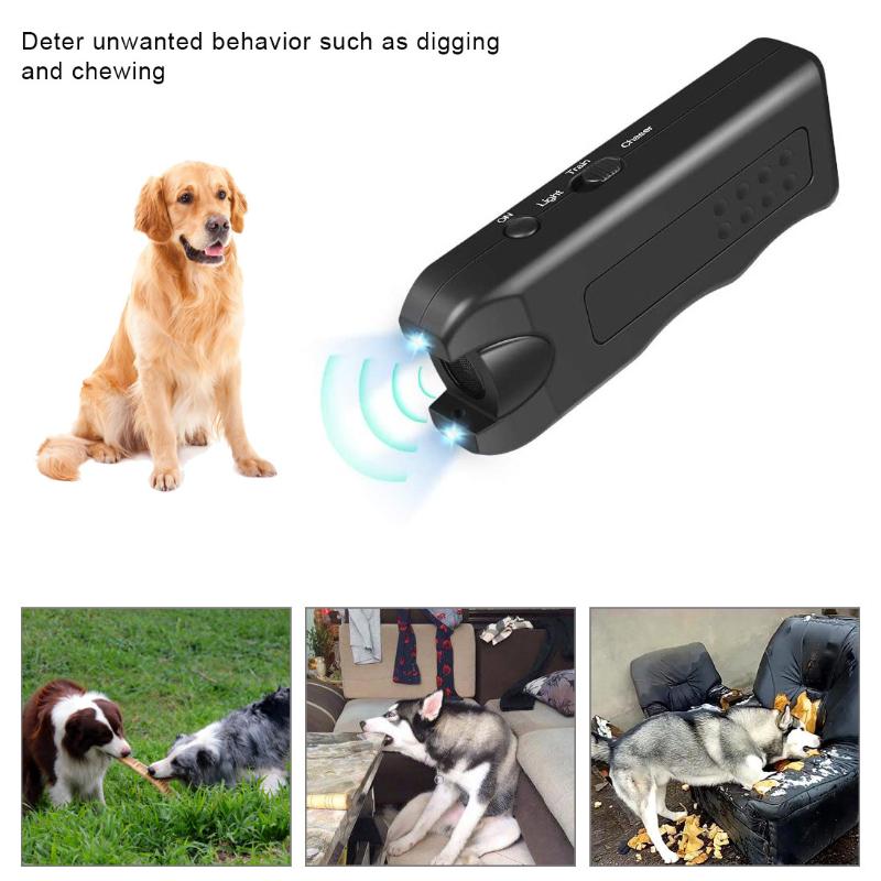 1/2Pcs Ultrasonic Dog Repeller & Trainer - Double Headed LED Light Portable Anti-Barking Device,Safe For Repelling Cats And Dogs