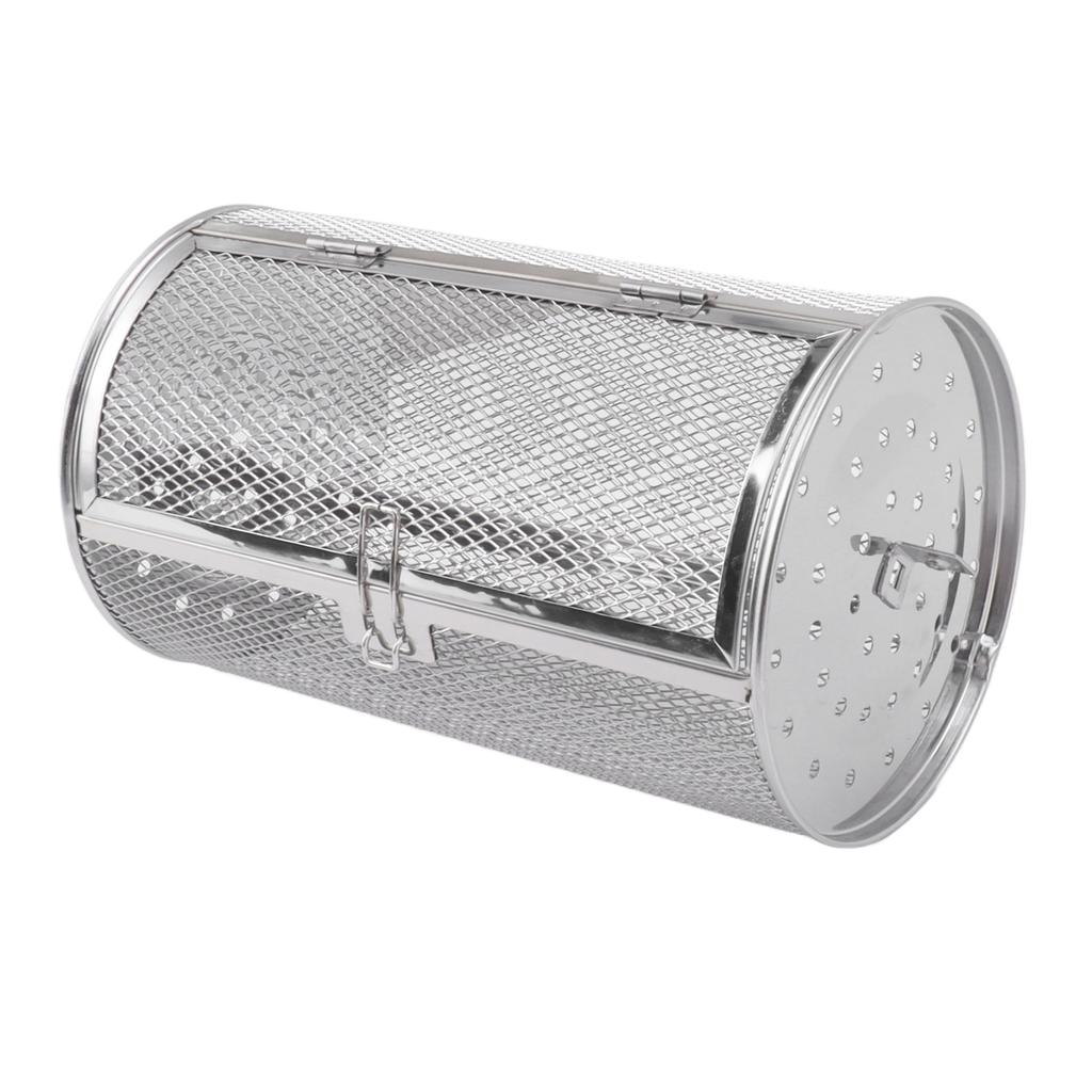 Coș de grătar rulant Oțel inoxidabil Cușcă grătar Rotund Oțel inoxidabil Grătar grătar plasă pentru Arahide