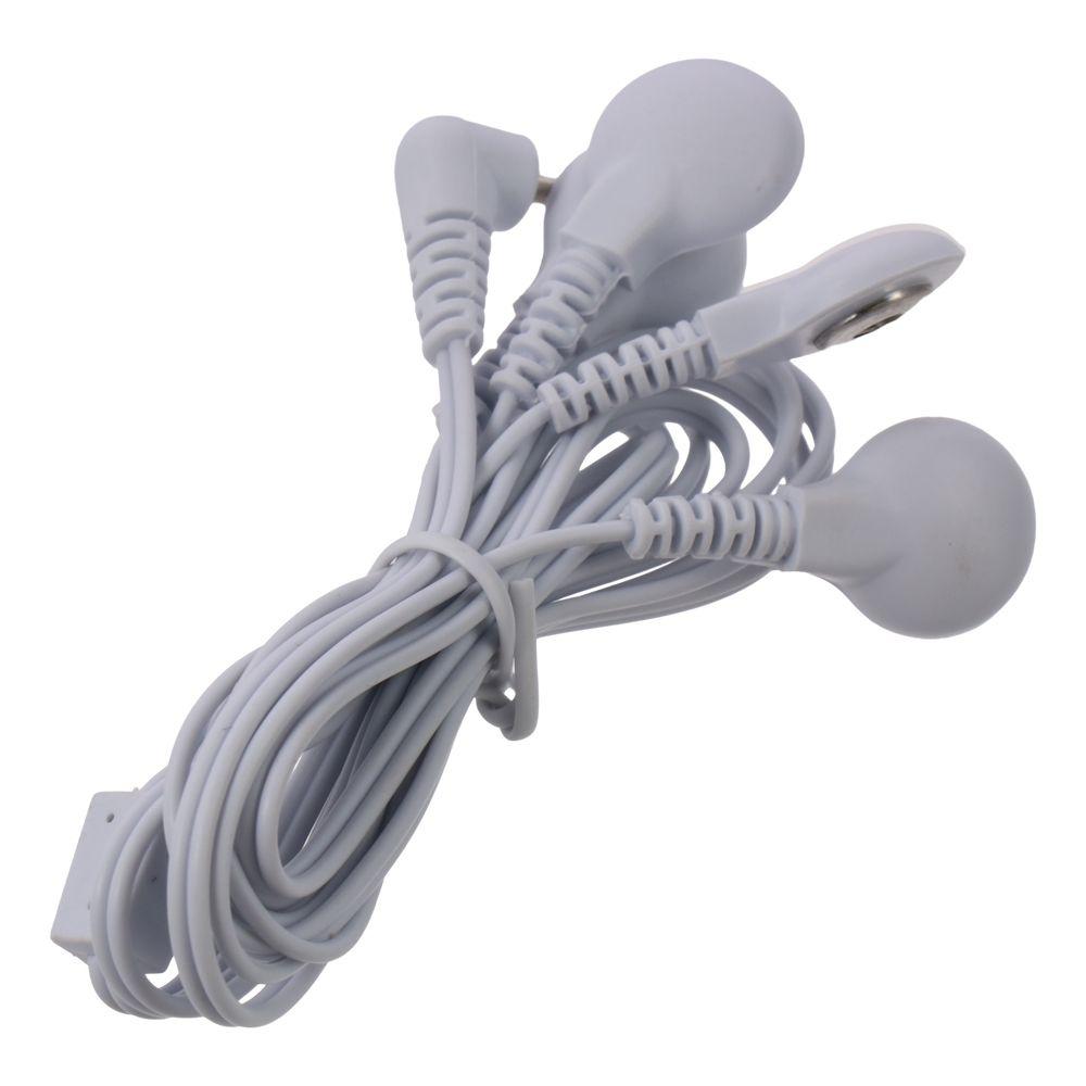 4-in-1-Elektrodenkabel Weiß 4-adriges Druckknopf-Elektrodenkabel Kabel-Leitkabel Elektrischer Massager