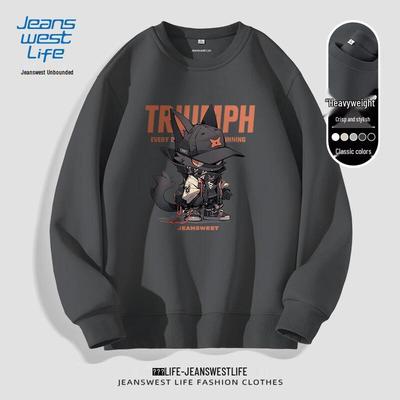 Jeanswest LIFE Unisex Crew Neck Sweatshirt with JZS Cool Orange Black Cat Graphic