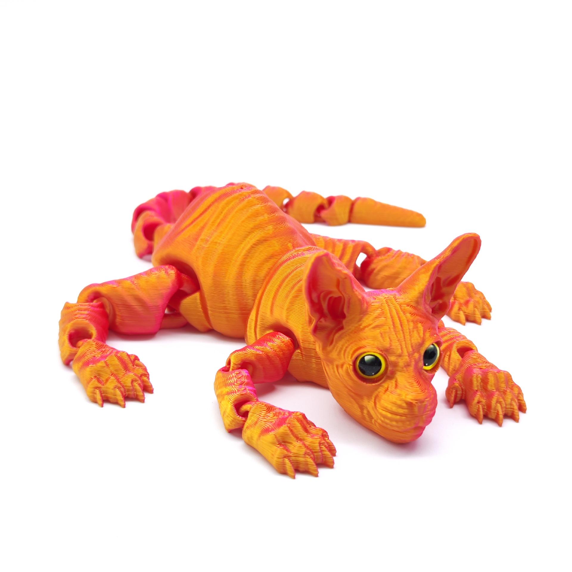 3D Printed Hairless Siamese Cat with Movable Joints – Trendy Animal Ornament Toy 28cm