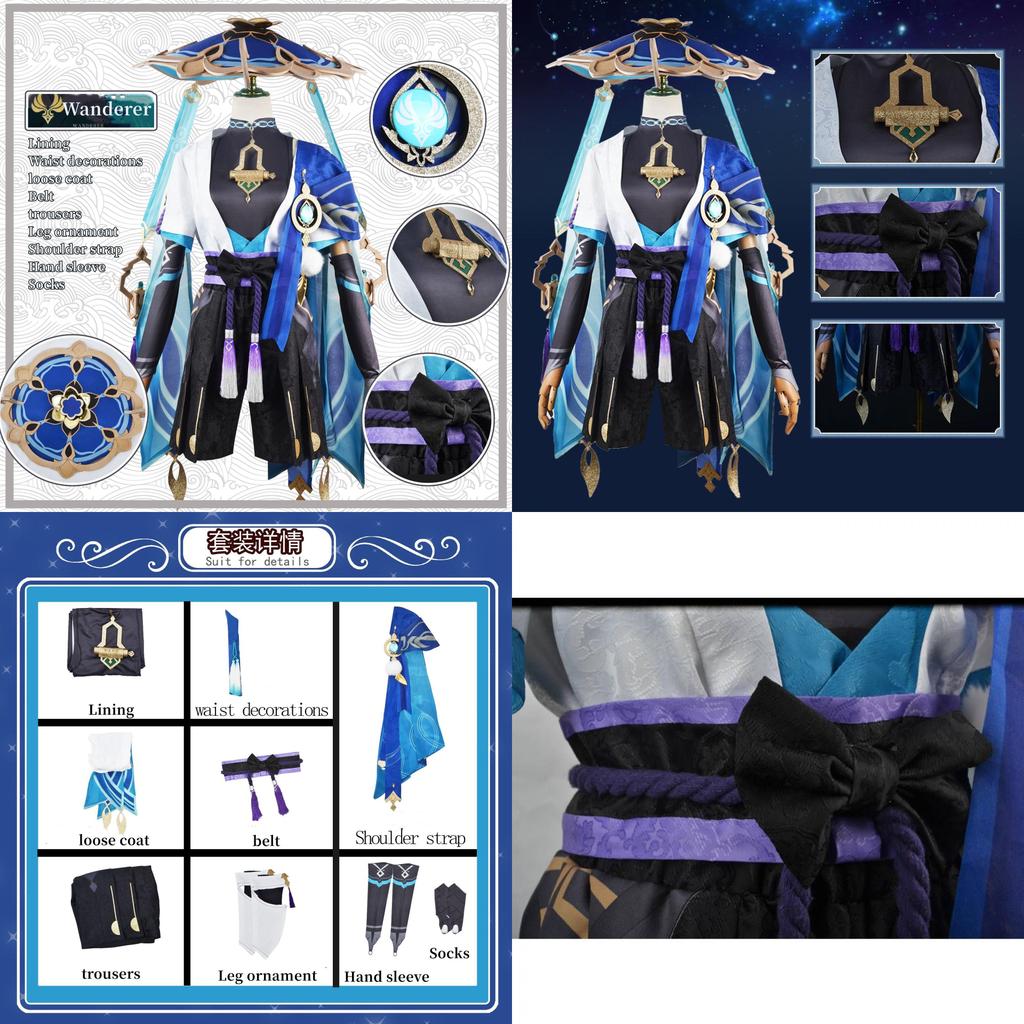 Luxurious Genshin Impact Kunikuzushi-wanderer Balladeer Wanderer Scaramouch Cosplay Bamboo Hat Adult Dress