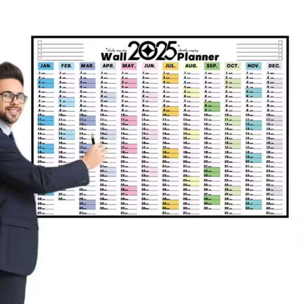 Decorative 2025 Calendar Planner Sheet Plastic Planning Wall Calendar  For School Office