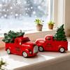 1Pc Resin Decorative Ornament, Vintage-Style Pickup Truck Carrying a Christmas Tree, Fun Holiday Home and Office Decoration, Desktop, Windowsill Decor