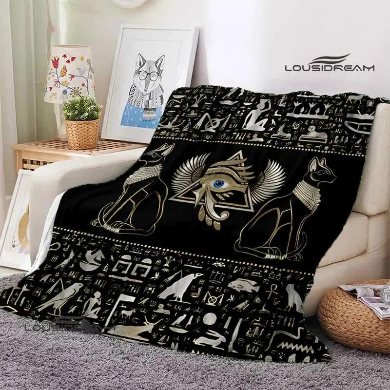 Egyptian Pictograph And Symbol Printing Blanket Fashion Warm Blankets Home Travel Soft And Comfortable Blanket Birthday Gift