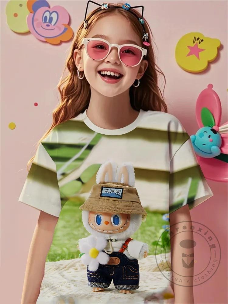 Labubu Print Babykleidung 3 bis 14 Jahre Männlich Outdoor-Kleidung Für Cartoon Neuheit Cool Für Labbu Kinder Junge Mädchen Kind T-Shirt Top