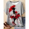 Women's T-shirt 3D Pattern Printed Casual Short Sleeved Cartoon Girl Image Print O-Neck Top Fashionable Street Women's Clothing