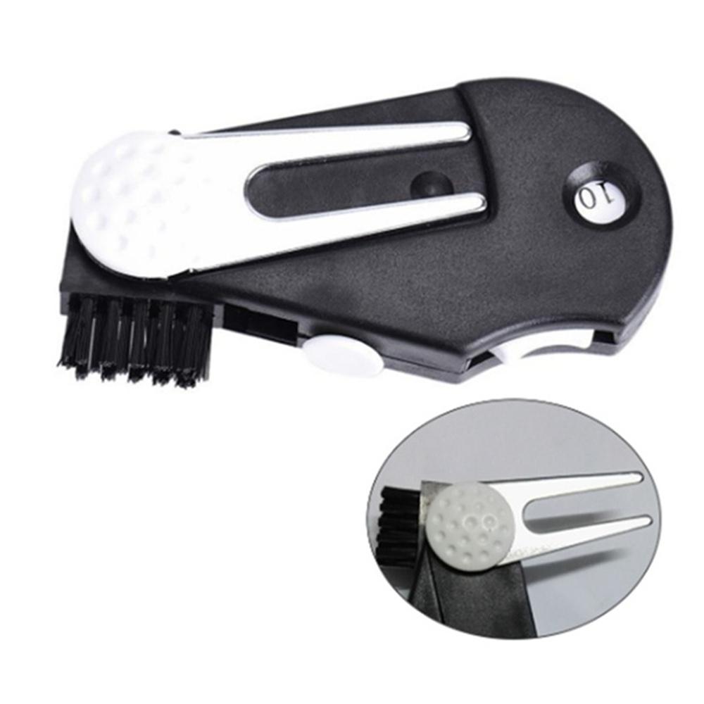 Switchblade Tool with Brush Golf Pitch Accessories Green Fork Golf Divot Repair Tool Score Counter