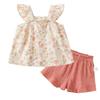Reegoo Peter Baby Shirt and Pants with Ruffle Summer Ages Girls' 2-Piece Set, Sleeves, Clothes, 100% Cotton, Pink, 2-3