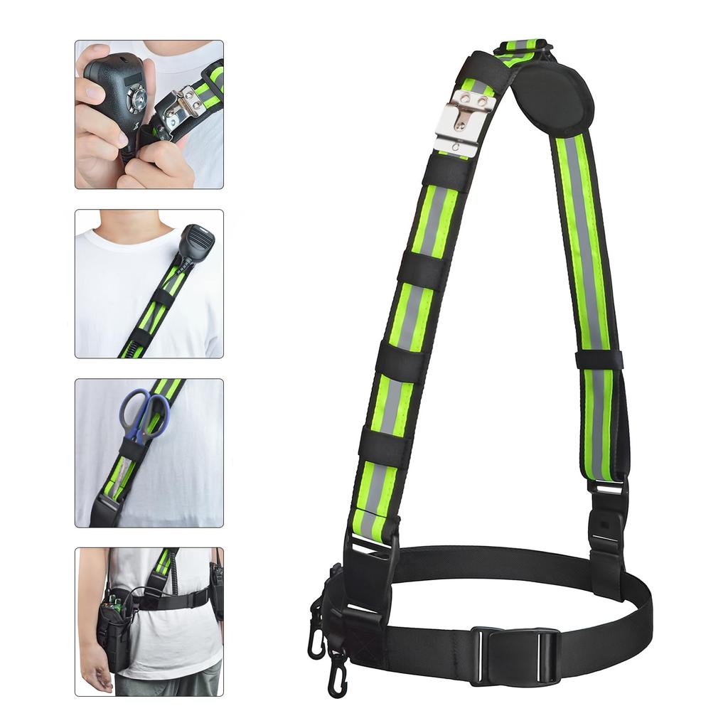 [YNIBST] Multifunctional Radio Compatible Belt, NeckShoulder Radio Holder with Car Microphone Hanger, Reflective Material, Easy To Wear, Adjustable
