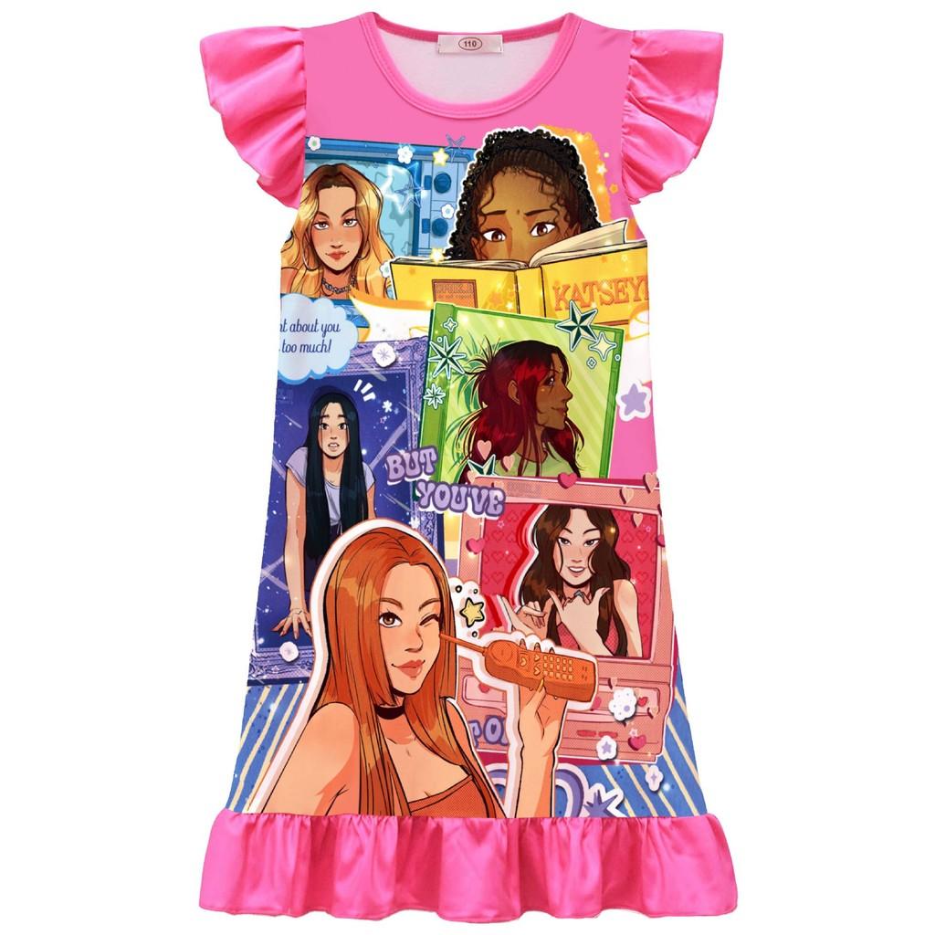 82616 Ruffle Print Kids Girls KATSEYE Casual Dress