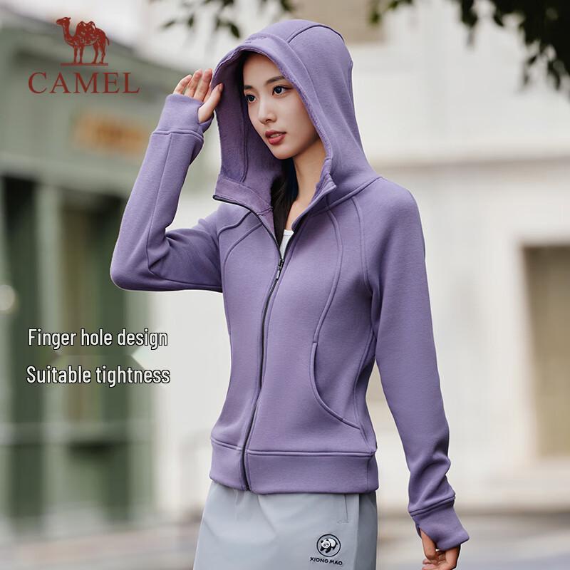 CAMEL Women's Slim Waist Fleece-Lined Hooded Sweatshirt