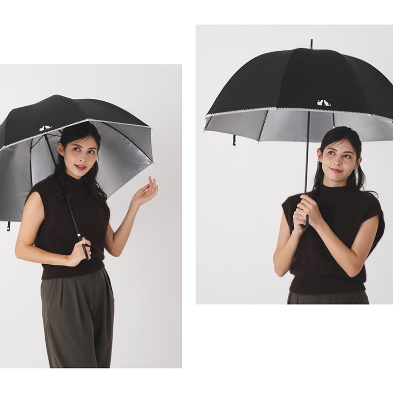 Okamoto Harajuku This umbrella features a cat offers UV UV and offers sun Available at Okamoto Harajuku Also a 60cm deep dome with a small flower and