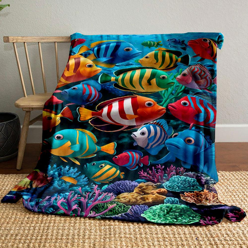 

Colorful Marine Life Ocean Themed Blanket bedroom Blanket for Livingroom Couch lunch break Soft throw for Friend s festival Gift 80cm x 120cm