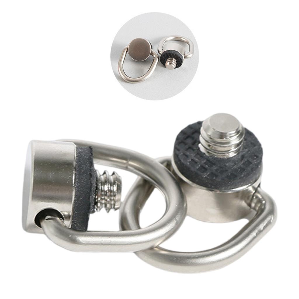 Vis à anneau en D en acier inoxydable 1/4"-20 Vis de fixation pour appareil photo avec rembourrage en caoutchouc pour trépied, appareil photo reflex numérique, bandoulières