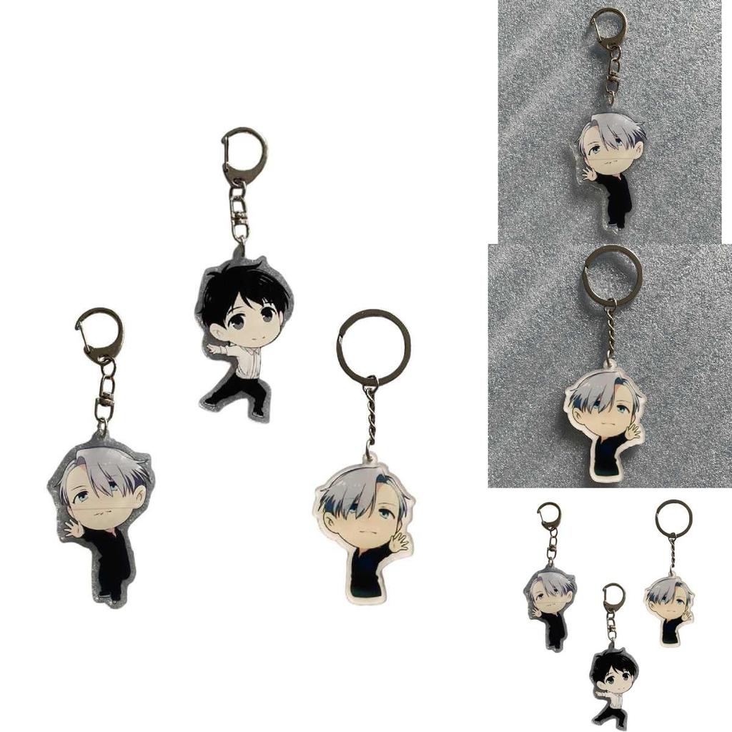 Yur On Ice Katsuki Yuri Victor Nikiforov Acrylic Keychain Cartoon Style Personalization Gift For Anime Enthusiasts
