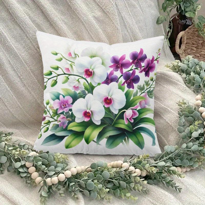 1 Stück Orchideen-Blumen-Thema Gedruckter Kissenbezug für Wurfkissen, Geeignet für Sofa, Schlafzimmer, Wohnzimmer, Schafft Leicht Eine Elegante Atmosphäre