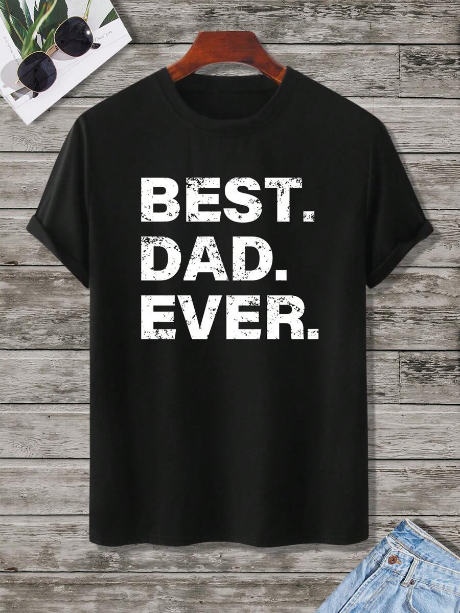 

Manfinity Homme Father s Day T-shirt - Super Dad Print Unisex T-shirt S