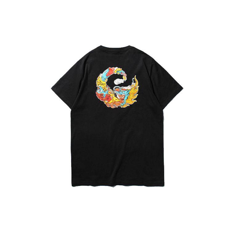 Vans Asian Artist Collaboration Mythical Creature Print Crew Neck Short Sleeve T-shirt Men Tops Black VN0A4P5LBLK