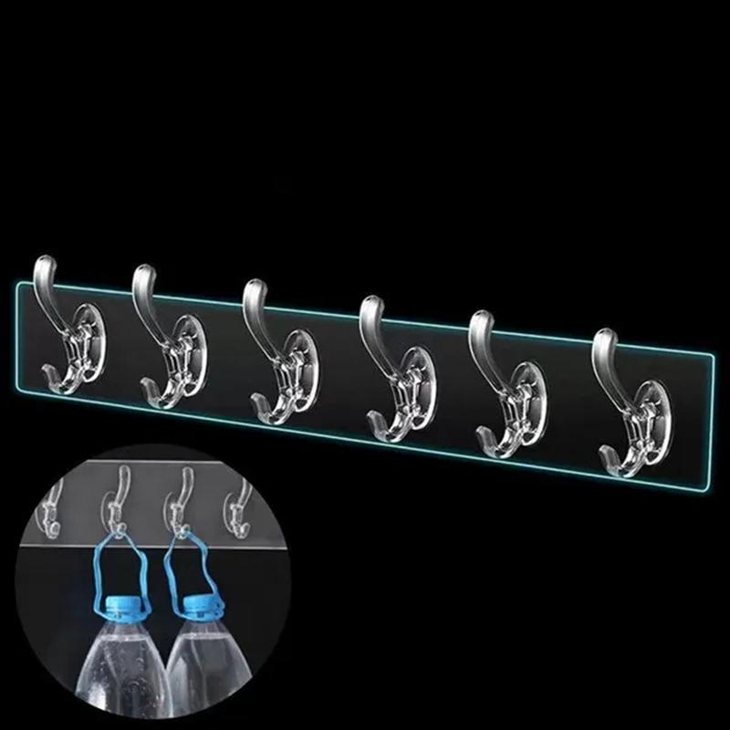 Hook Transparent Bathroom Wall Hanging Home Finishing Storage Tool Punch-free Continuous Row of Hooks Strong and Seamless Door Hanger