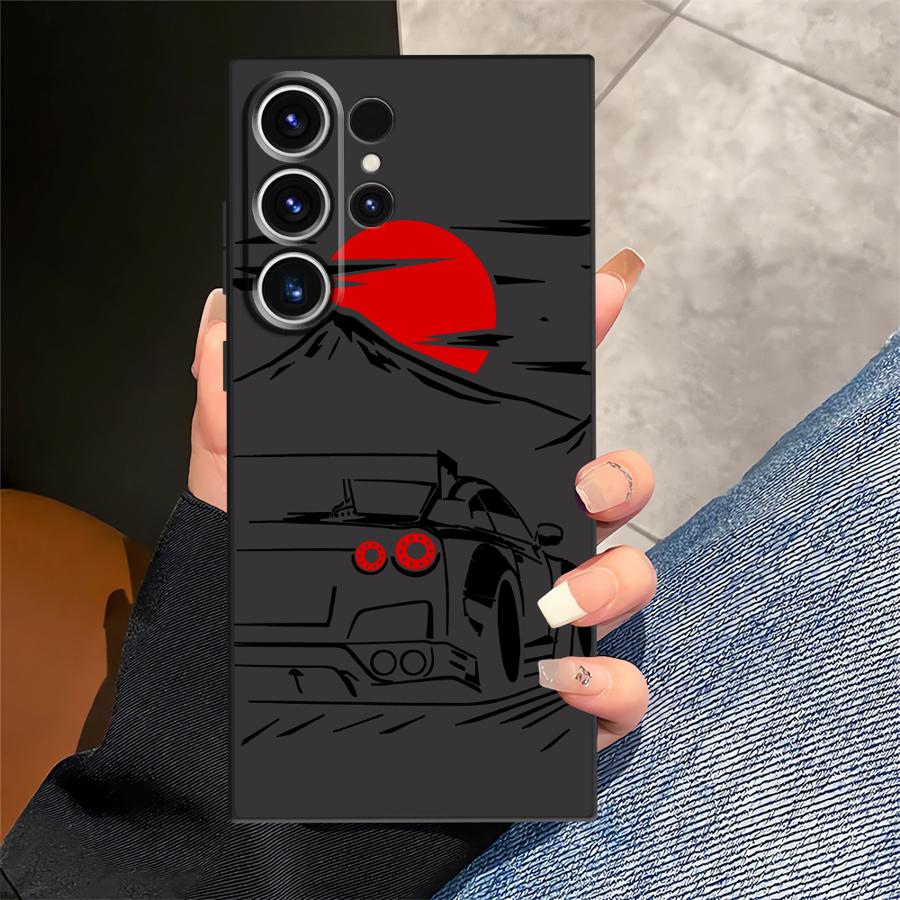 Cartoon Sunset Car Funda Phone Cover Case for Samsung Galaxy S25 S20 Ultra Note 20 8 9 10 S26 S10 S9 S21 FE S23 S24 Plus
