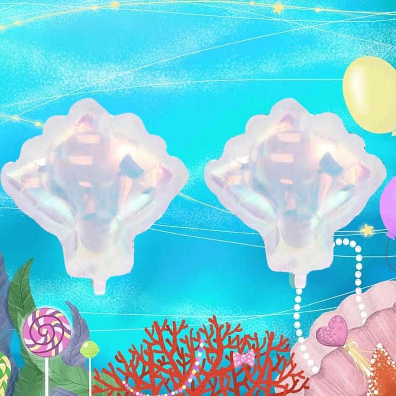 10PCS Aluminum Sea Shell Shaped Balloons Metallic Finish Party Supplies Ocean Theme Celebration Decorations