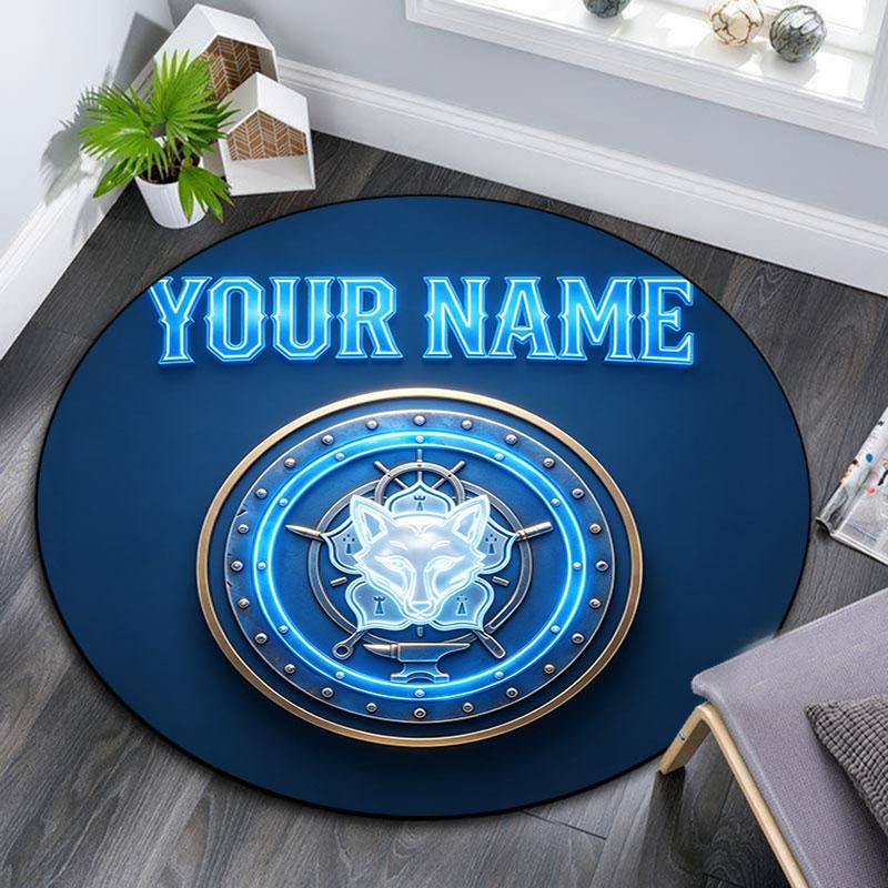 Custom Name,Leicester City pattern round rug,Carpet Rug for Living Room Bedroom Playroom ,Non-slip Floor Mat,Holiday Gifts and Birthday Gifts.