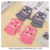 Wool Knitted Children's Half-finger Cute Cartoon Thickened Clamshell Warm Autumn and Winter Korean Version Student Cold-proof Winter Gloves