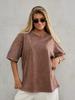 Camiseta Básica de Algodón Lavado Vintage Manga Corta Cuello Redondo Ajuste Holgado Streetwear para Mujer