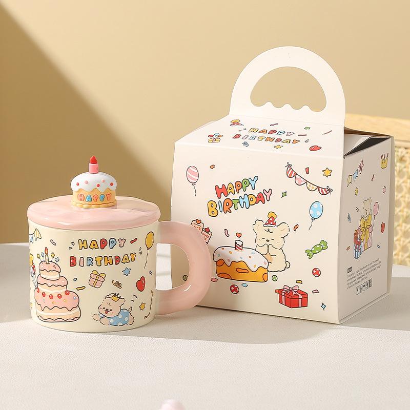 Birthday gift for girls mug high value souvenir water cup cartoon cake ceramic cup office cup