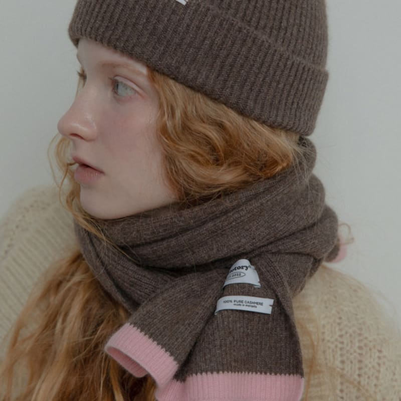 mellotory cashmere 100 lip line muffler (deep brown)