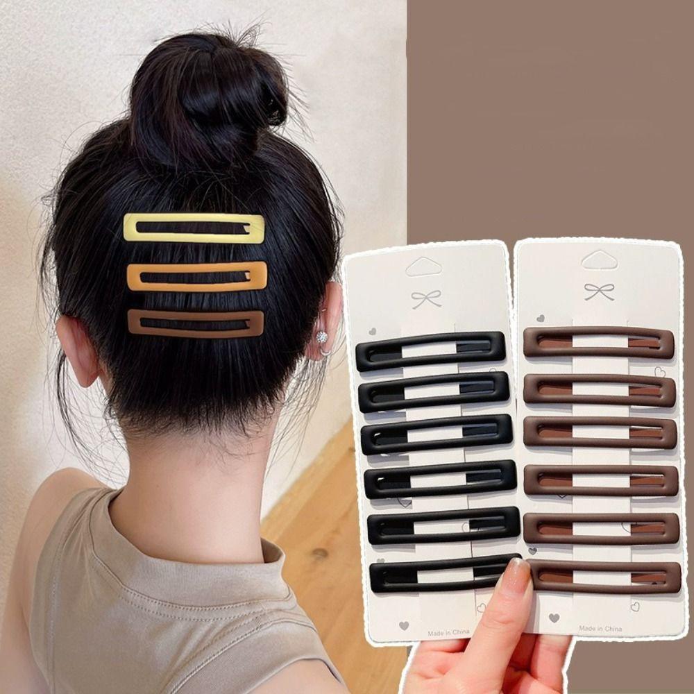 6pcs/set Frosting Rectangle Hairpins Korean Style Geometry Barrettes Vintage   Girl