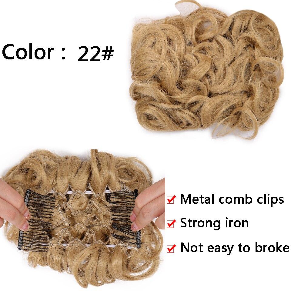 LUPU Syntetický hřeben Clip In Kudrnaté prodlužování vlasů Drdol do vlasů Ombre Blond Elastické gumičky do vlasů pro ženy