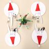 12pcs Red Christmas Mini Hat Cutlery & Wine Bottle Sleeves - Table Decoration Supplies