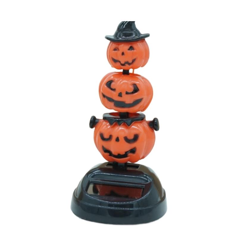 Solar Powered Halloween Figure Dancing Toy Pumpkins Solar Shaking Head Dancing Doll Ornament for Car Dashboard Decors
