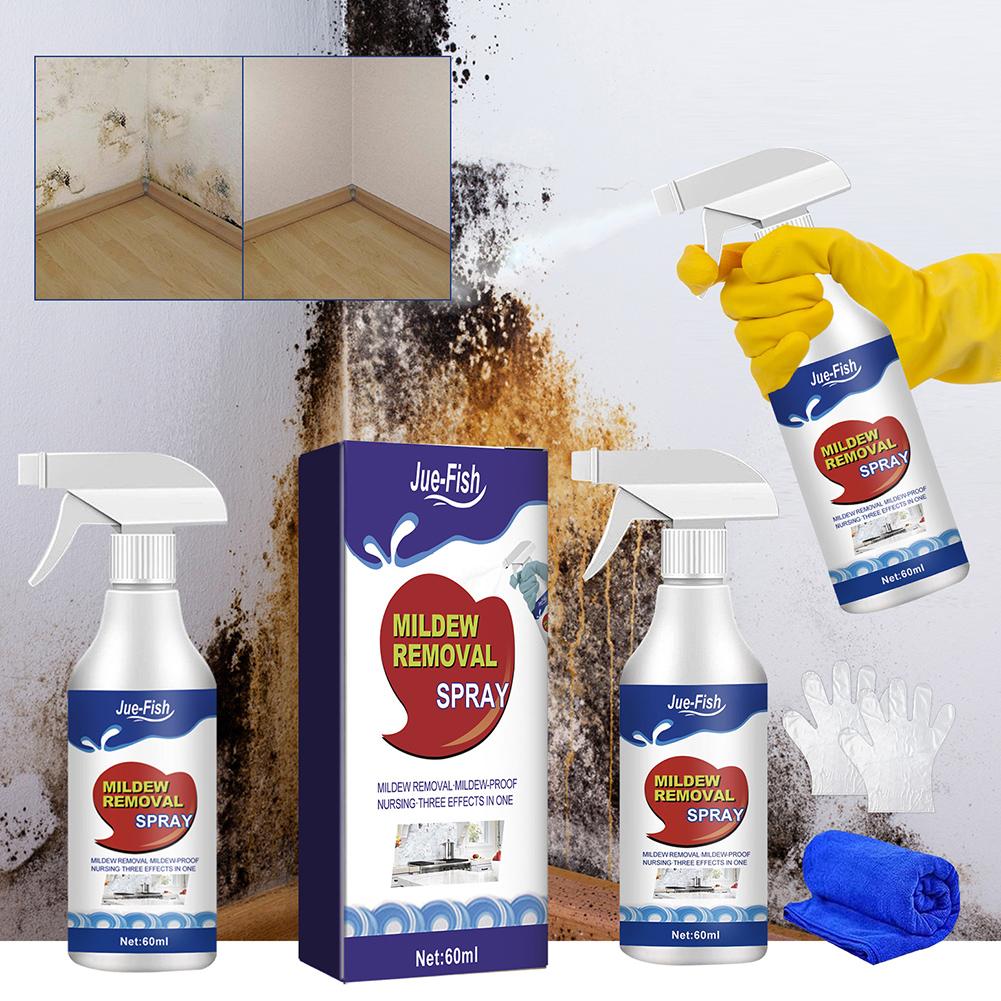 60ML Mildew Removal Spray Multipurpose Bathroom Mildew Cleaner Foam Descaler Spray for Walls Tiles Floors Sinks Bathtubs Toilets