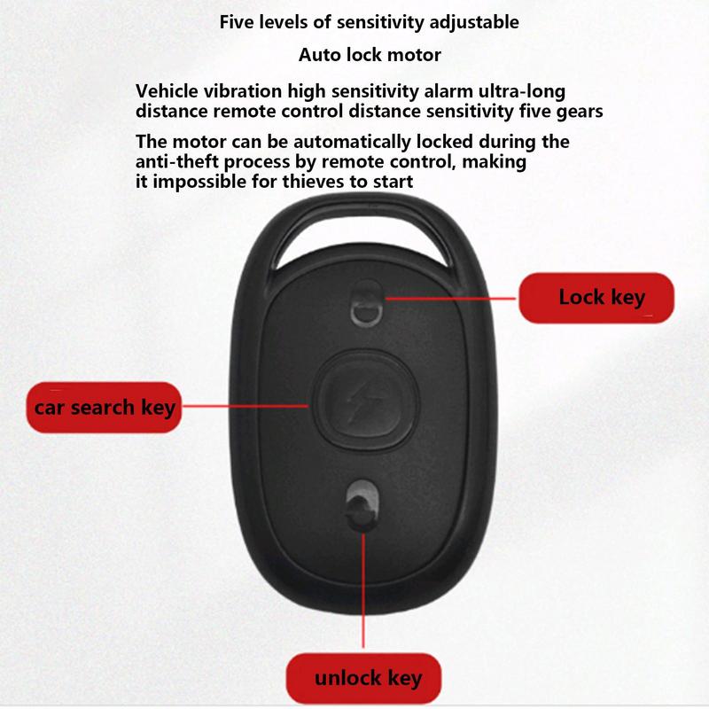 Bike Antitheft Alarm Remote Control Ebikes Alarm With 5 Levels Adjustable Sensitivity Outside Electric Scooter Anti Theft Tool