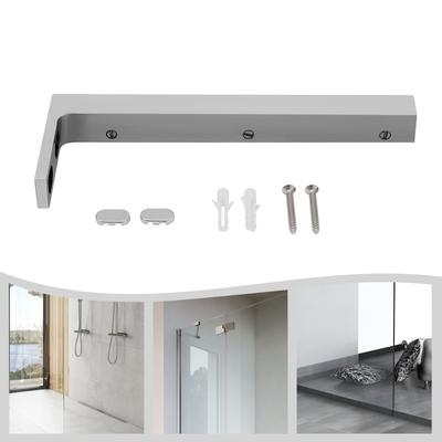 Stainless Steel Stabilizer Mounting Bracket,Silver Glass Door L-Shape Stabilizing Bracket Right/Left Side Wall Mount for Homes
