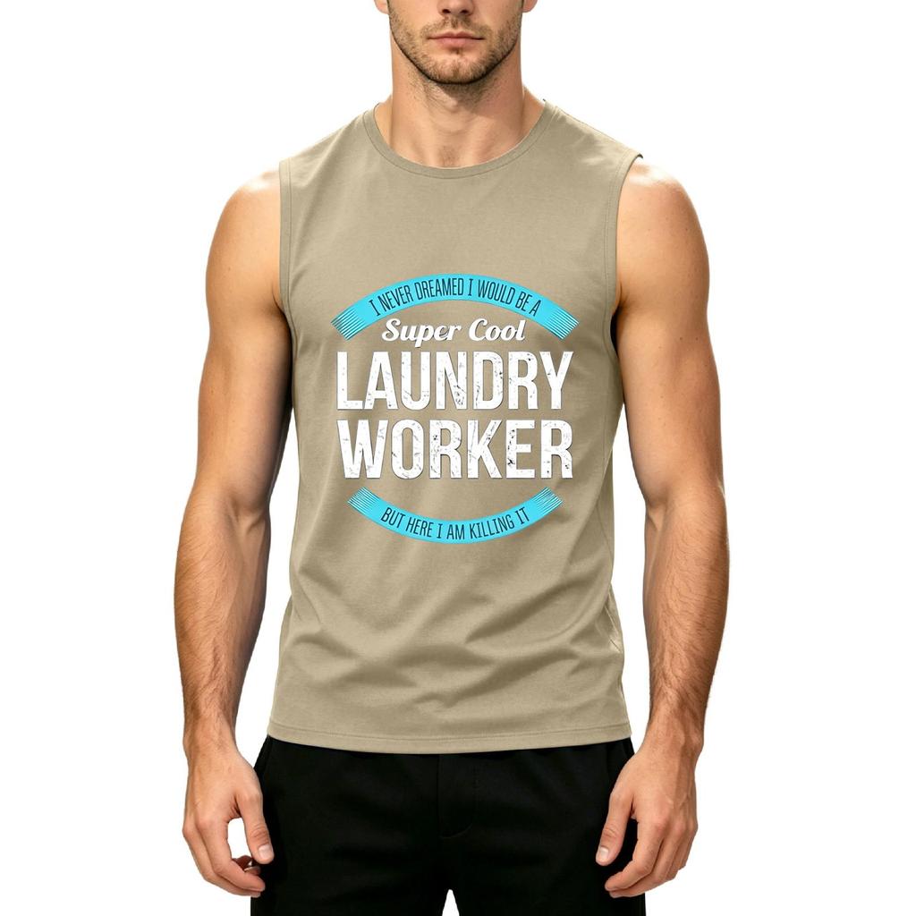 Men's Sleeveless Casual Tank Top Muscle Shirt Printed Workwear Summer Lightweight Workout Gym Tee