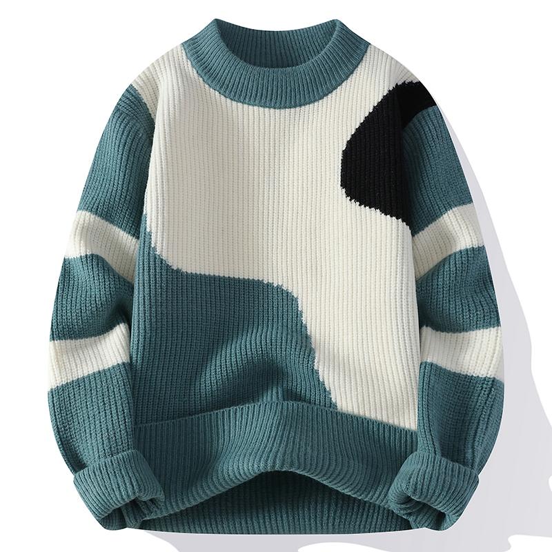 

Cozy Up мужской свитер с длинным рукавом - осенний повседневный вязаный принт с круглым вырезом, милый свободный пуловер-джемпер 3XL зелёный