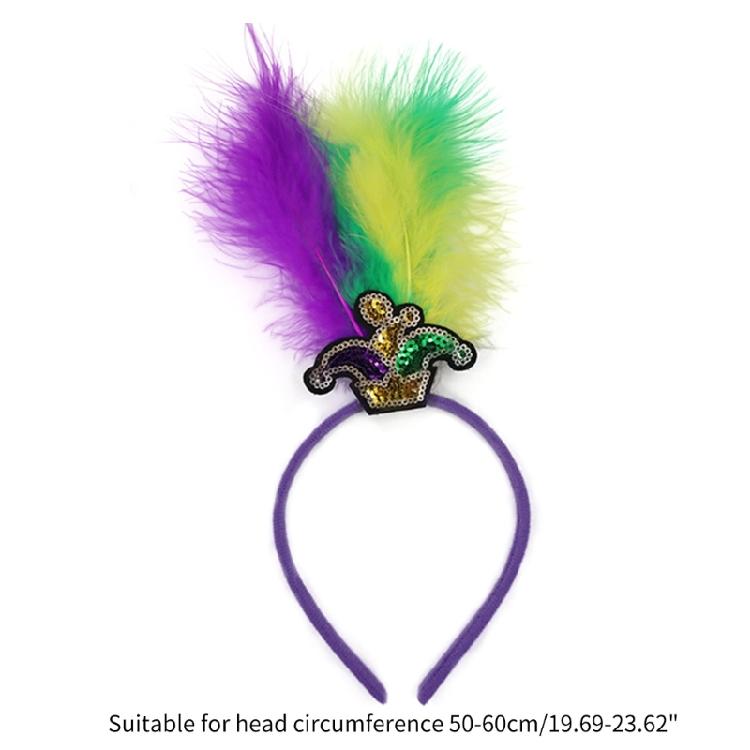 Banquet Prom Party Hairband Woman Mardi Gras Headband Feather Sequins Headband