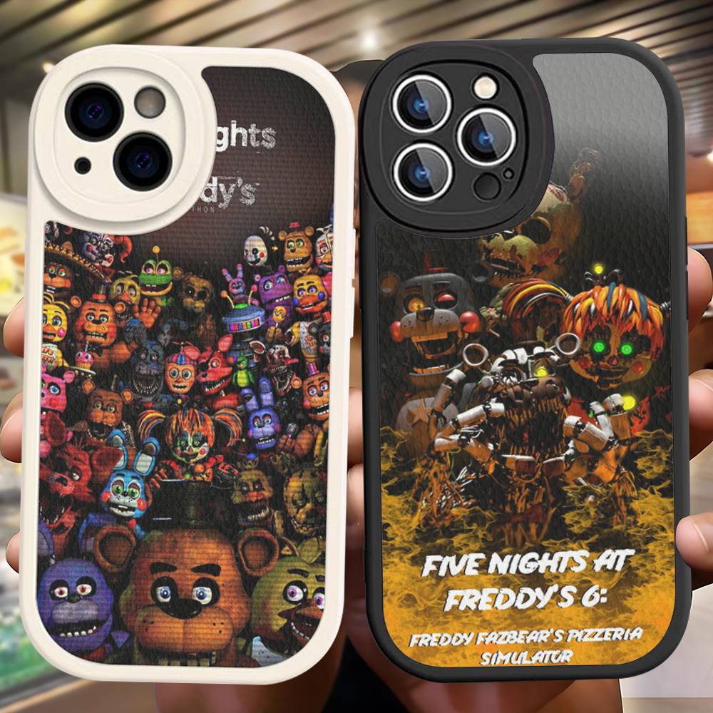 F-FNAF Five-nights-At-Freddys Leather Phone Case for iPhone 15 14 13 Pro Max 12 11 16 Plus Phone Cover