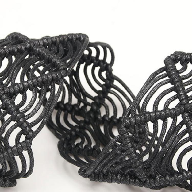 Practical Waxed Cord Wide Belt For Women Ethnic Handwoven Design Comfortable Elastic Waistband Multi Occasion Wear