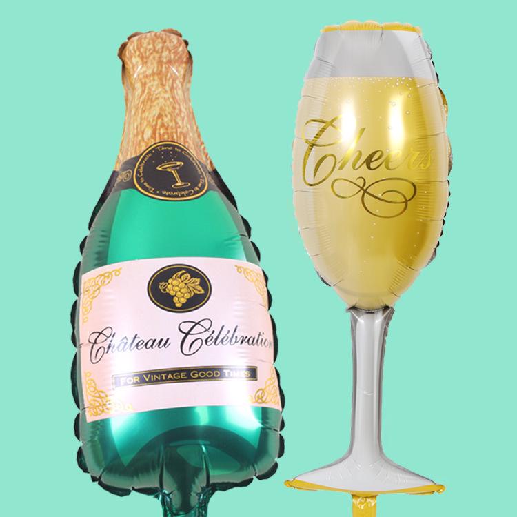 Champagne Glass Wine Bottle Foil Balloon - Wedding, Birthday, Graduation Party Decor