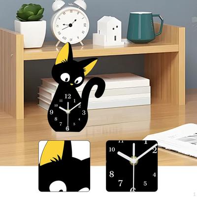 Desk Clock Cat Table Cute Compact Acrylic Modern Animal Creative Tabletop Ornament Silent for