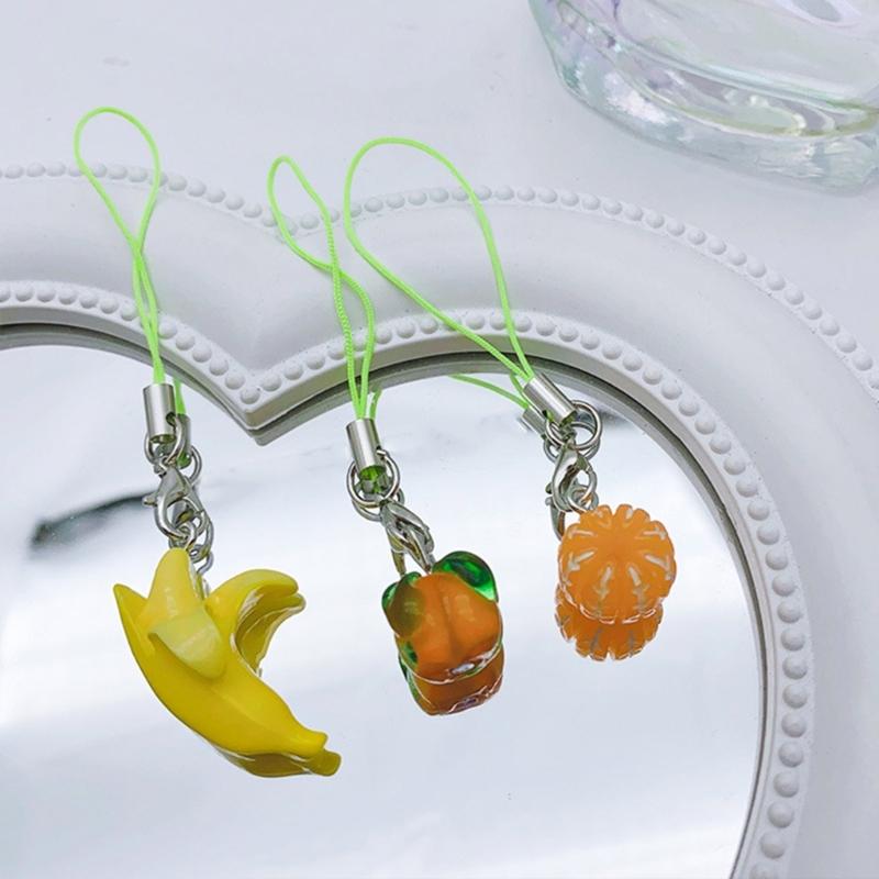 Multi Color Phone Lanyard Fruit Shapes Pendant Wrist Strap Detachable Phone Chains Keyring Portable Accessory for Women