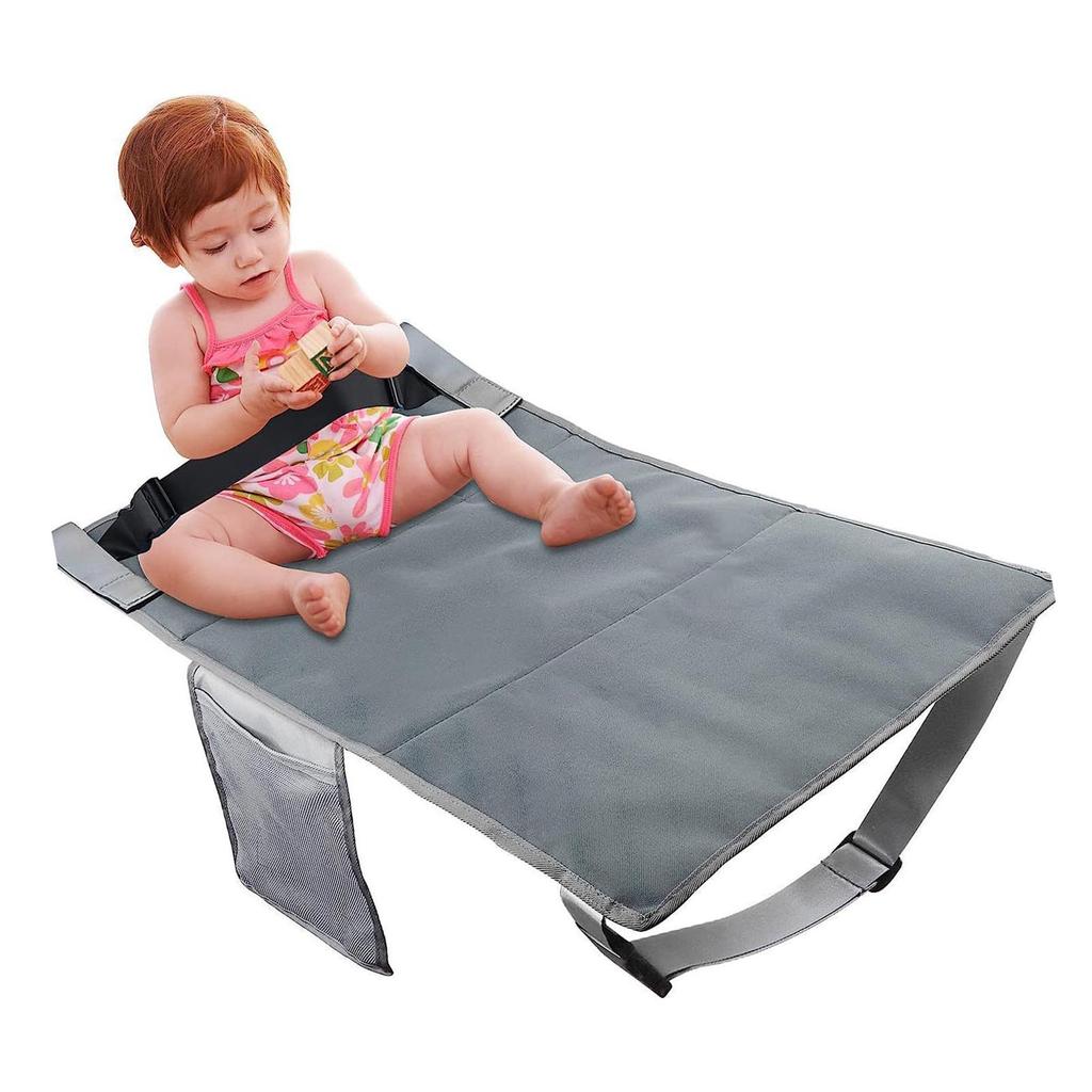 Kids Airplane Foot Pedal Portable Folding Universal Fit Adjustable Children Airplane Seat Extender Grey