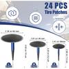 24+3PCS Tire Patch Kit, 24PCS Tire Repair Patch Plug Tool (36/46 / 60 Mm)/ Patch Roller Tool/Repair Buffing Wheel/Hex Shank Drill Bit