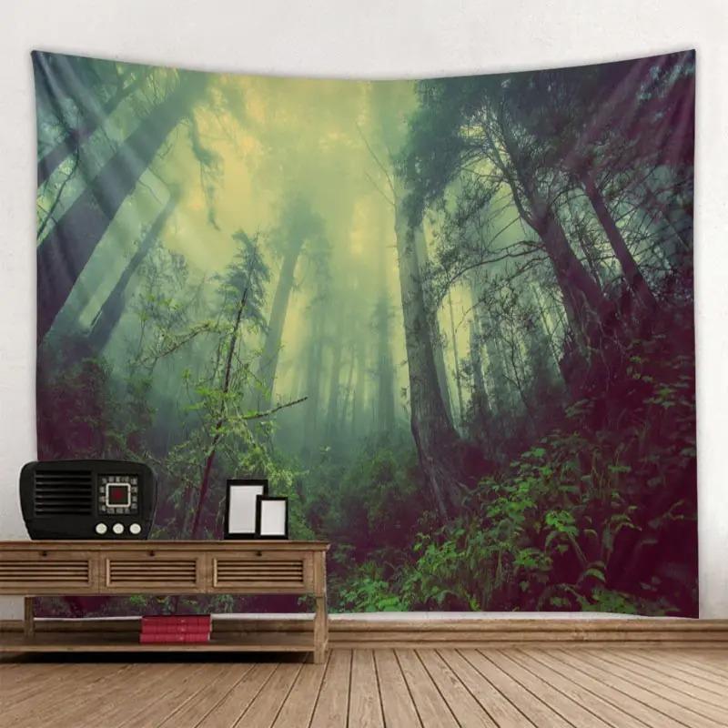 Primitive Forest Wooden Bridge Wall Hanging Office Living Room Tapestry Home Wall Decoration Tapestry